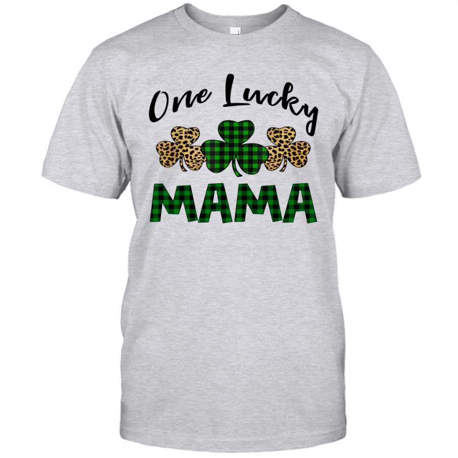 Funny One Lucky Mama Leopard Plaid St Patrick’s Day Gift Shirt