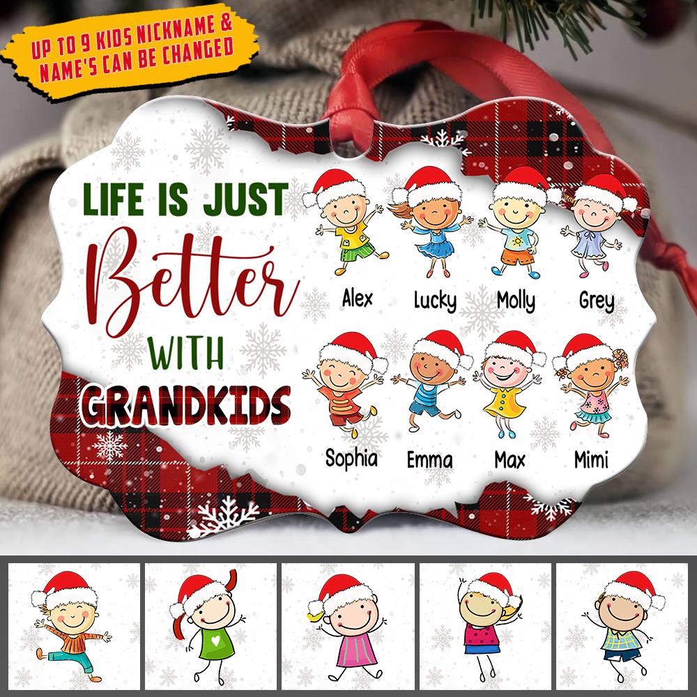 Life Is Just Better With Grandkids Personalized  Christmas Aluminum Ornament