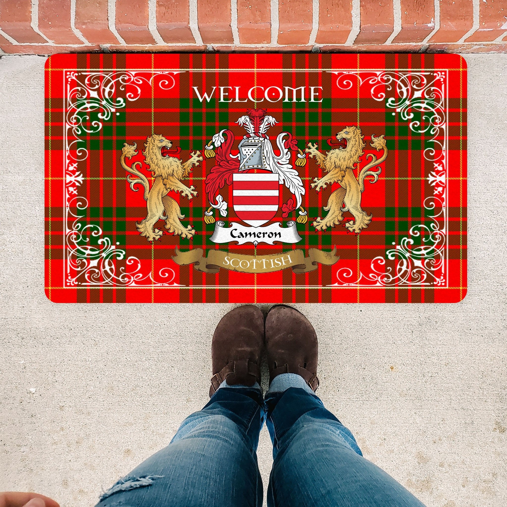 Scotstee Shop Tartan Door Mat The Family Cameron Modern Scottish Plaid Doormat, Welcome Mat, Christmas Door Mat