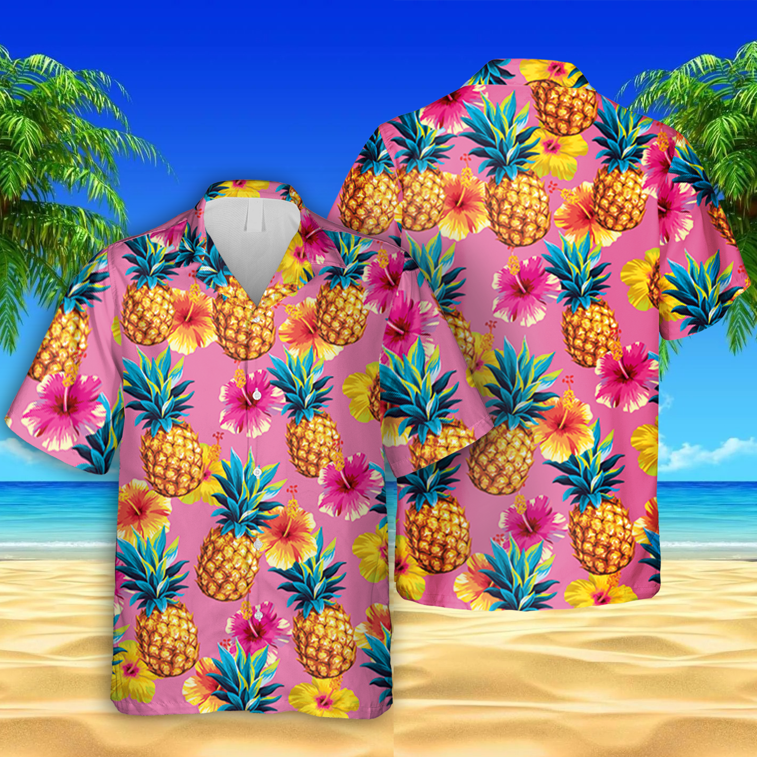 Pineapple And Hibicus Pink Hawaii Unisex Tee Ha20815