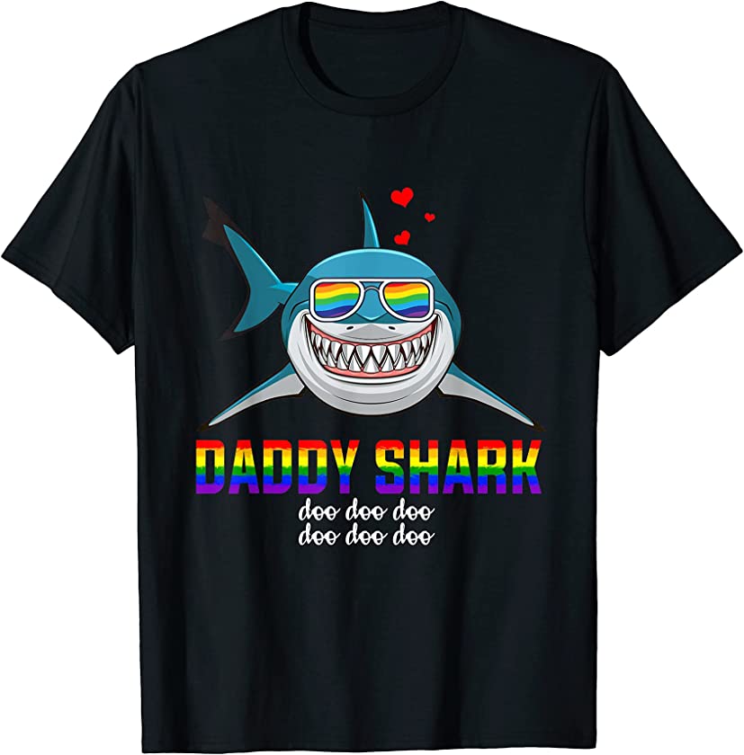 Shark Daddy LBGT Rainbow Heart Gay Pride Month Gift T-Shirt