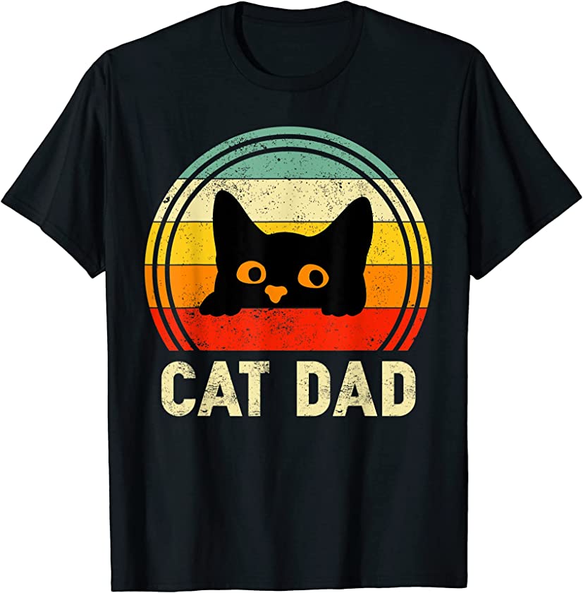 Retro Vintage Cat Dad Black Kitten Kitty Father’s Day Men T-Shirt