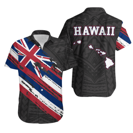 Hawaii Flag Polynesian Black Pattern Hawaii Shirt For Hot Summer