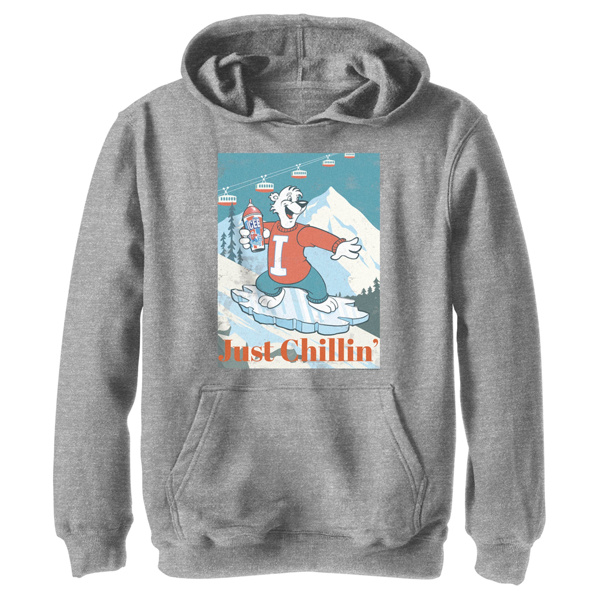 Boy’S Icee Bear Just Chillin’ While Iceboarding Pull Over Hoodie