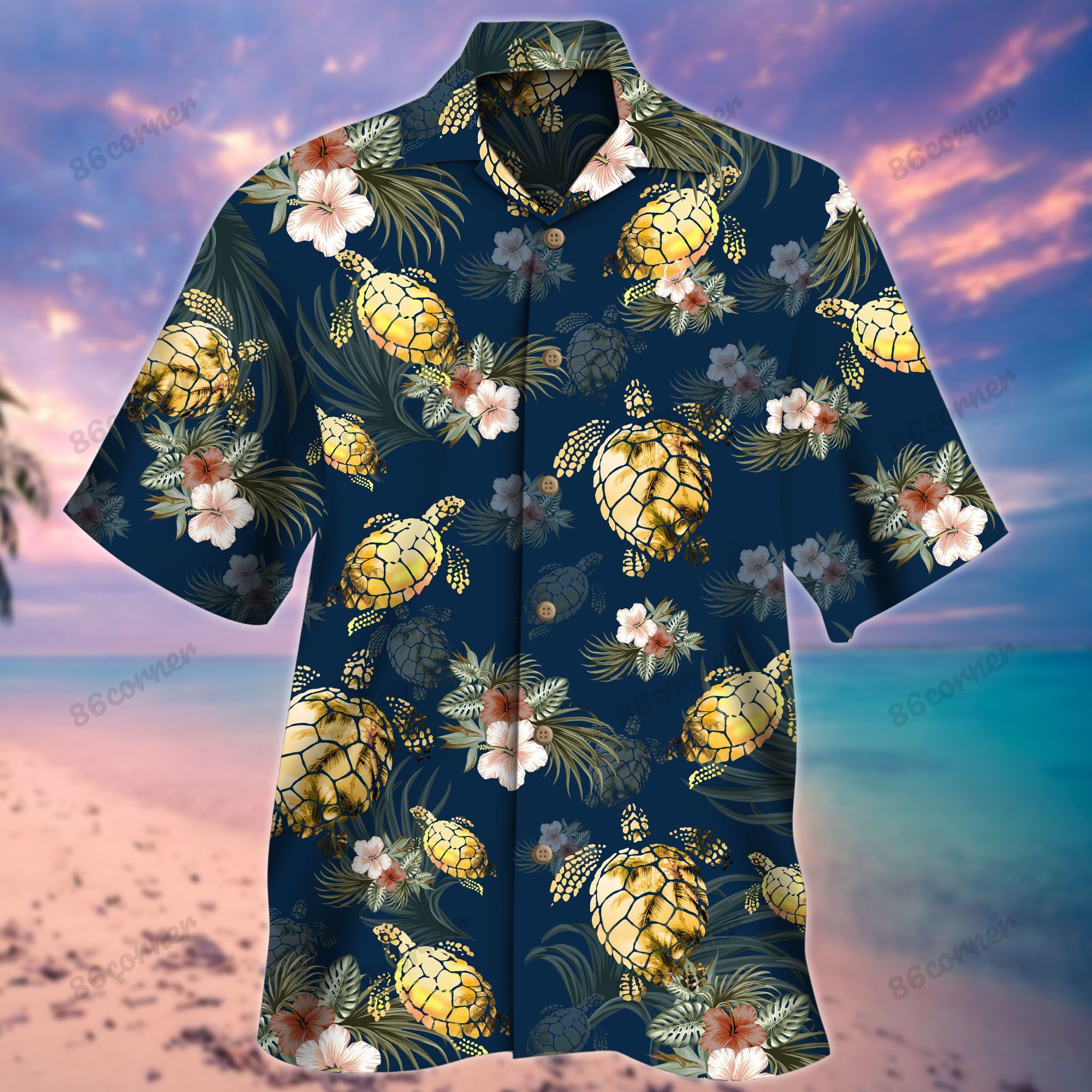 Golden Turtles Tropical Hawaiian Shirt Ha107575