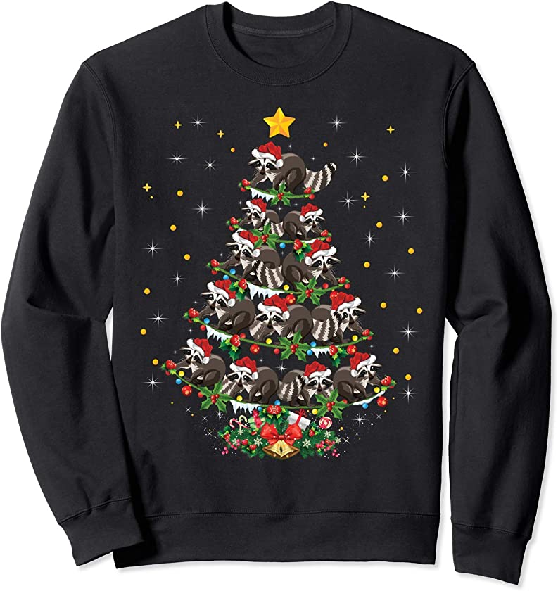 Raccoon Animal Lover Xmas Gift Raccoon Christmas Tree Sweatshirt