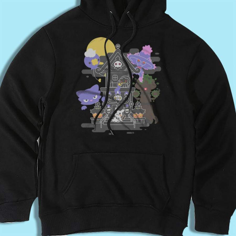 House Of Ghost Pokemon Trevenant Pumpkaboo Chandelure Litwick Mimikyu Men’S Hoodie T-Shirt