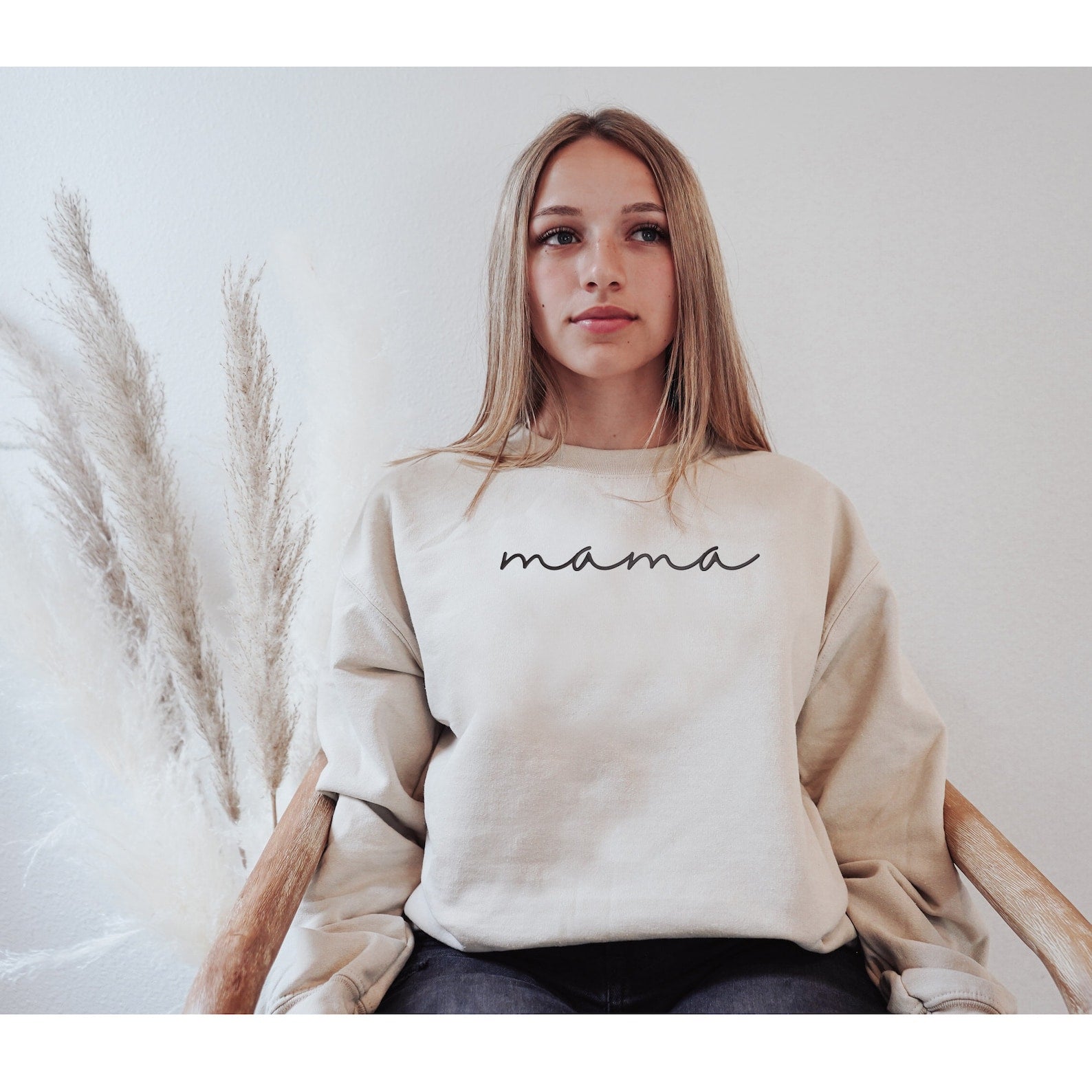 Embroidered Mama Sweatshirt 2D Crewneck Sweatshirt All Over Print Sweatshirt For Women Sweatshirt For Men Sws2559