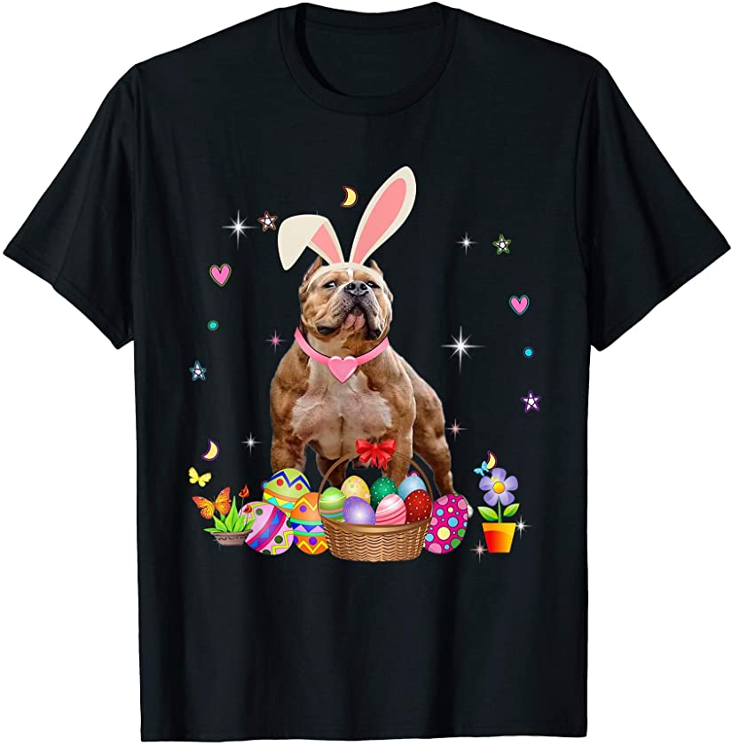 Cute Pitbull Easter Day Bunny Eggs Easter Costume Womens T-Shirt