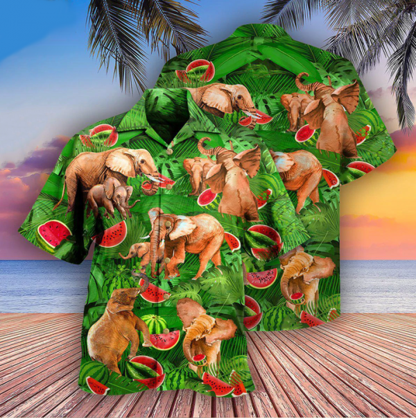 Elephants Funky Watermelon With Elephants Edition Hawaiian Shirt 3D