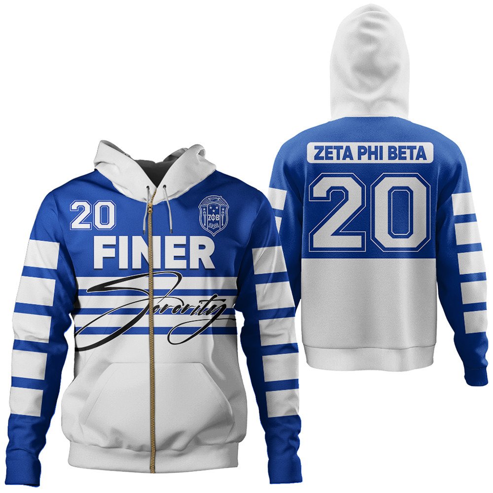 Sorority Hoodie – Zeta Phi Beta Sporty Premium Zip Hoodie