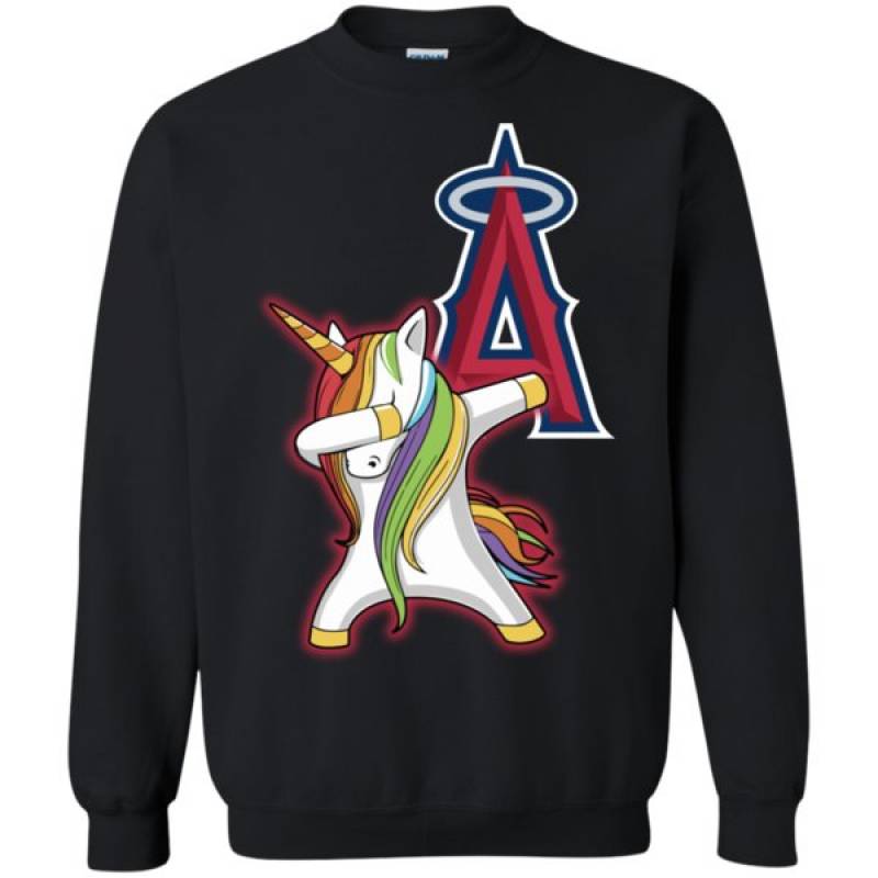 Los Angeles Angels Baseball Dabbing Unicorn Long Sleeve Sweatshirts Hoodies T-shirt