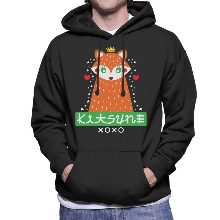 Cute Fox Kitsune Men’s Hooded Sweatshirt