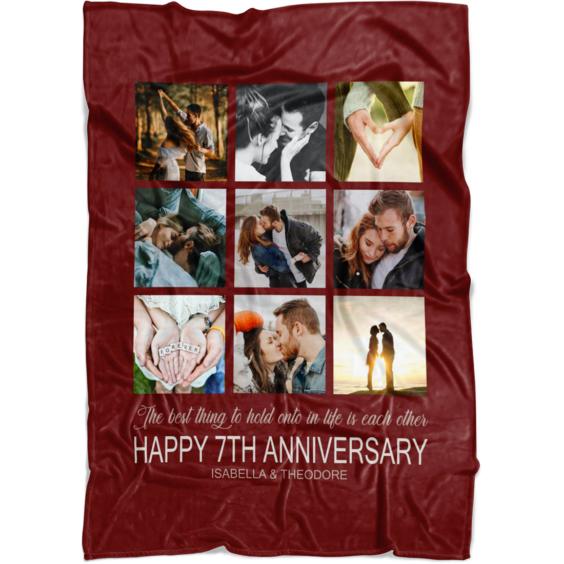 Personalized 9 Photos Collage Full Color Custom from Your Photos & Name Blanket