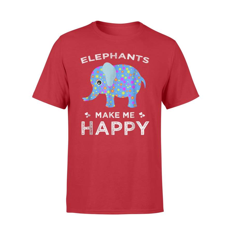 Elephants Make Me Happy Cute Floral Gift T-Shirt