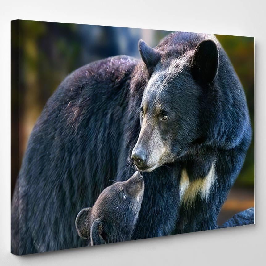 Very Nice Moment Nature Mother Bear – Bear Animals Canvas Print