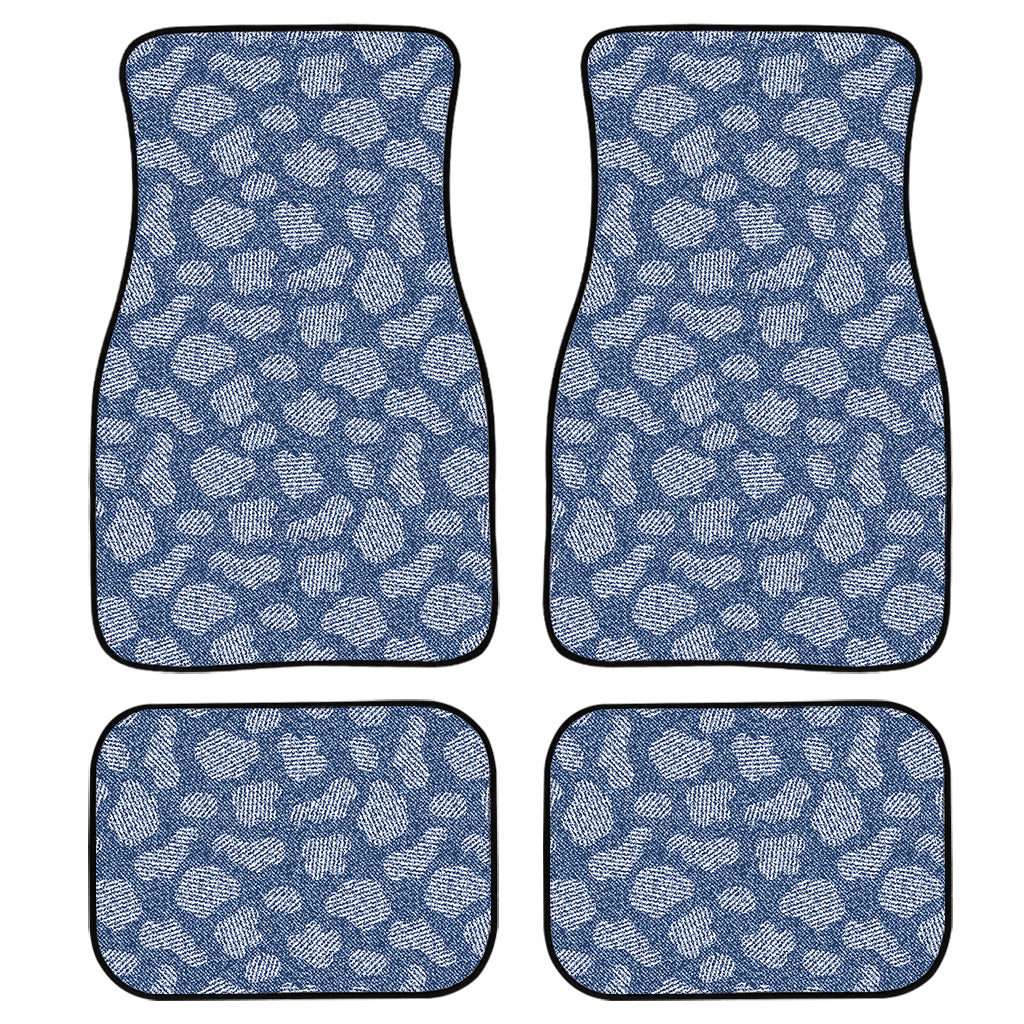 Cow Denim Jeans Pattern Print Front And Back Car Floor Mats, Front Car Mat