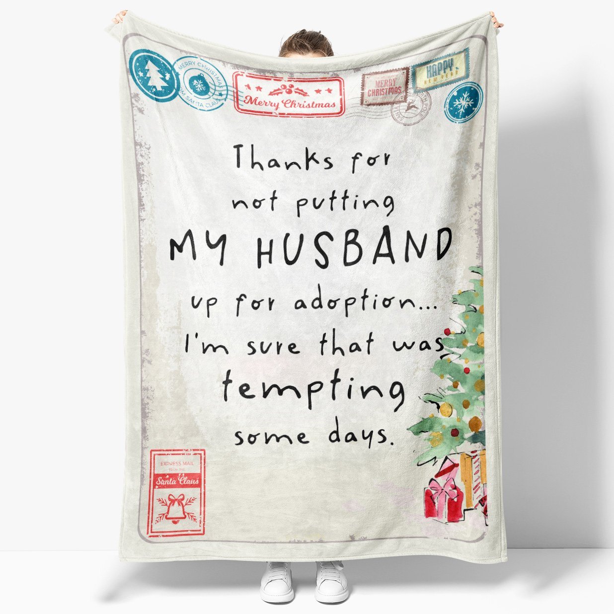 Thanks For Not Putting My Husband Up For Adoption Fleece Blanket – Quilt Blanket, Thank You Gifts For Mother’s Day, Meaningful Mother’s Day Gift, Home Decor Bedding Couch Sofa Soft and Comfy Cozy