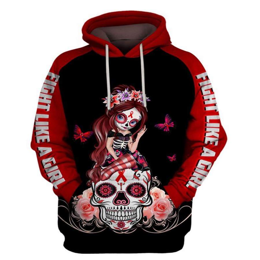 Sugar Skull Girl Sickle Cell/ AIDS Awareness Hoodie