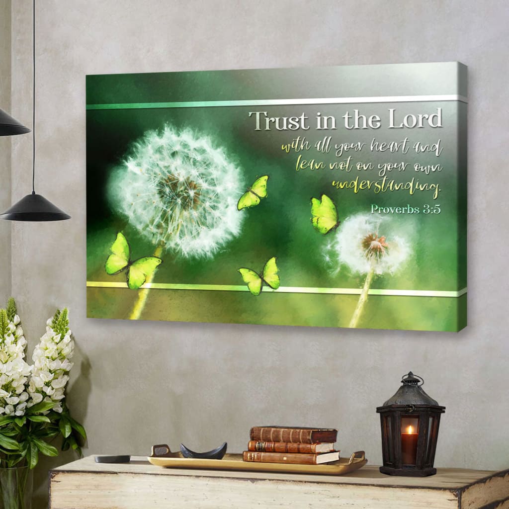 Trust In The Lord With All Your Heart Wall Art Canvas, Christian Wall Art