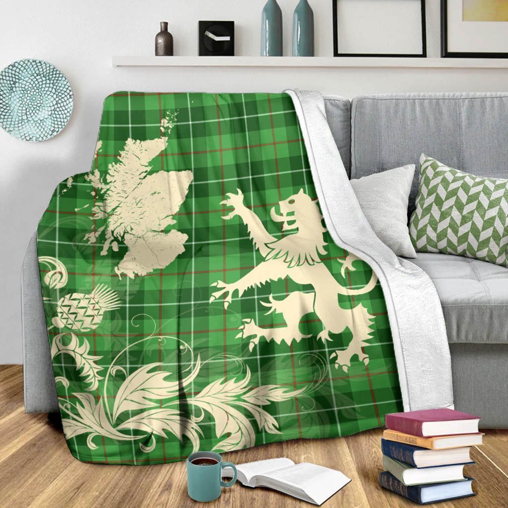 Tartan Blanket Galloway District Tartan Scotland Lion Thistle Map Plaid Blanket