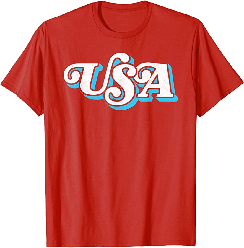 Vintage USA Retro Typography Patriotic 4th of July Graphic T-Shirt