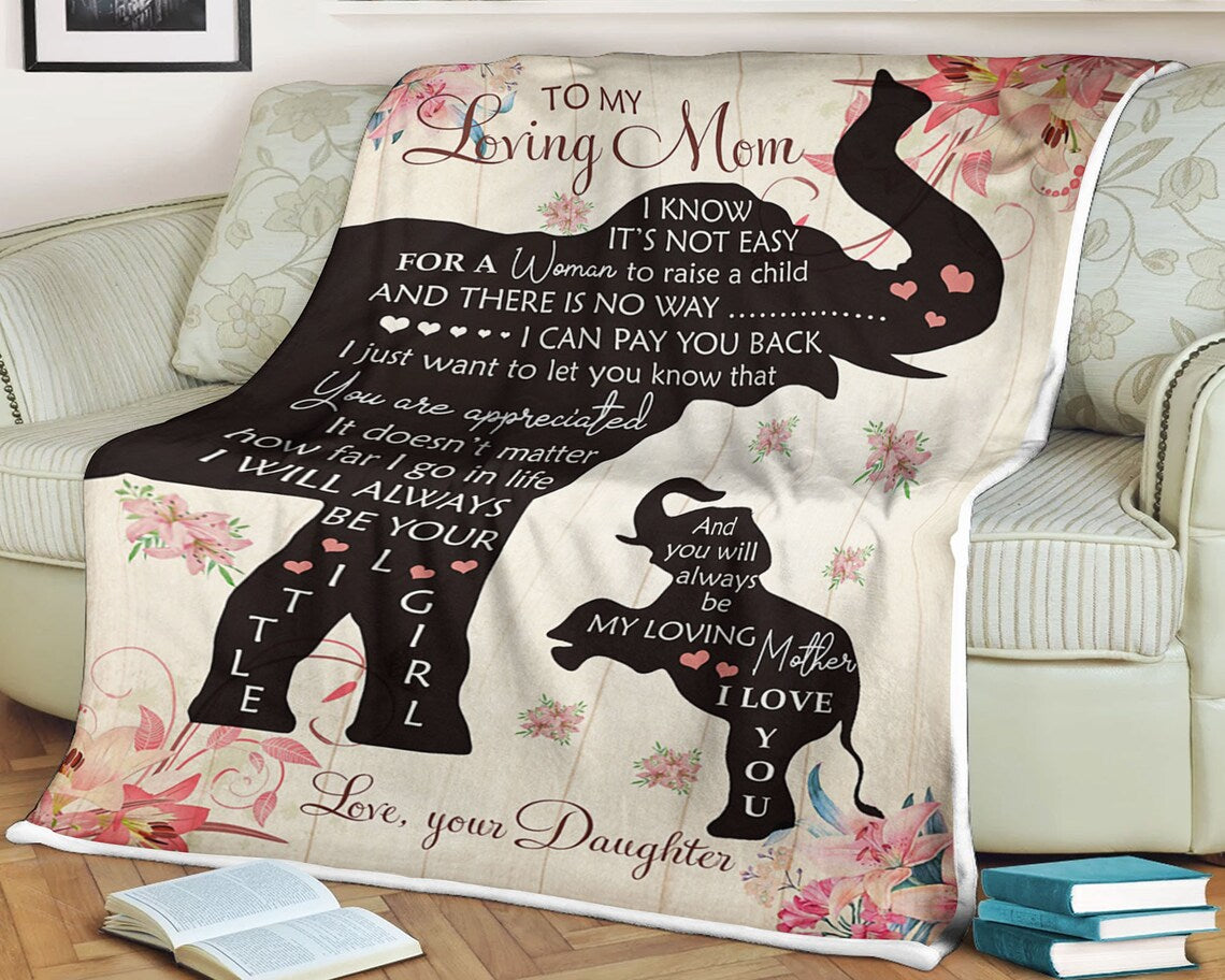 To My Mother Elephant It Doesn’T Matter How Far I Go In Life Fleece Blanket Gift For Family,Birthday,Parents,Mother,Mom Gift Home Decor Bedding Couch Sofa Soft And Comfy