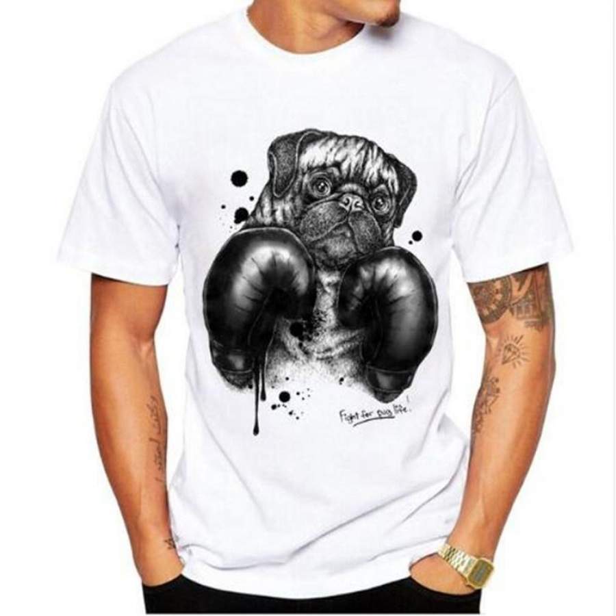 2018 Fashion Fight Pug Life Printed T-Shirt Men’S Personalized Cool Animal T Shirt Summer Male Hipster Fitness Tee Tops