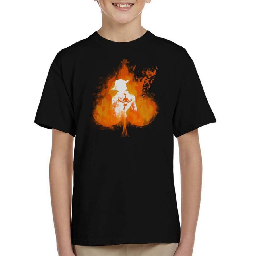 One Piece Ace On Fire Kid’s T-shirt
