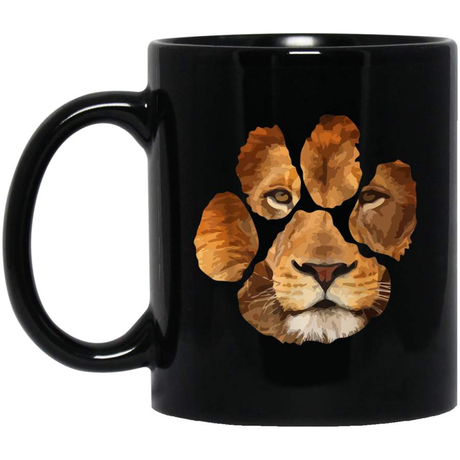 Lion Paw Print Animal Black Mug