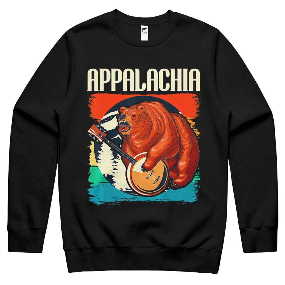 Appalachia – Vintage Banjo Player Bluegrass Musician Crewneck Sweatshirt