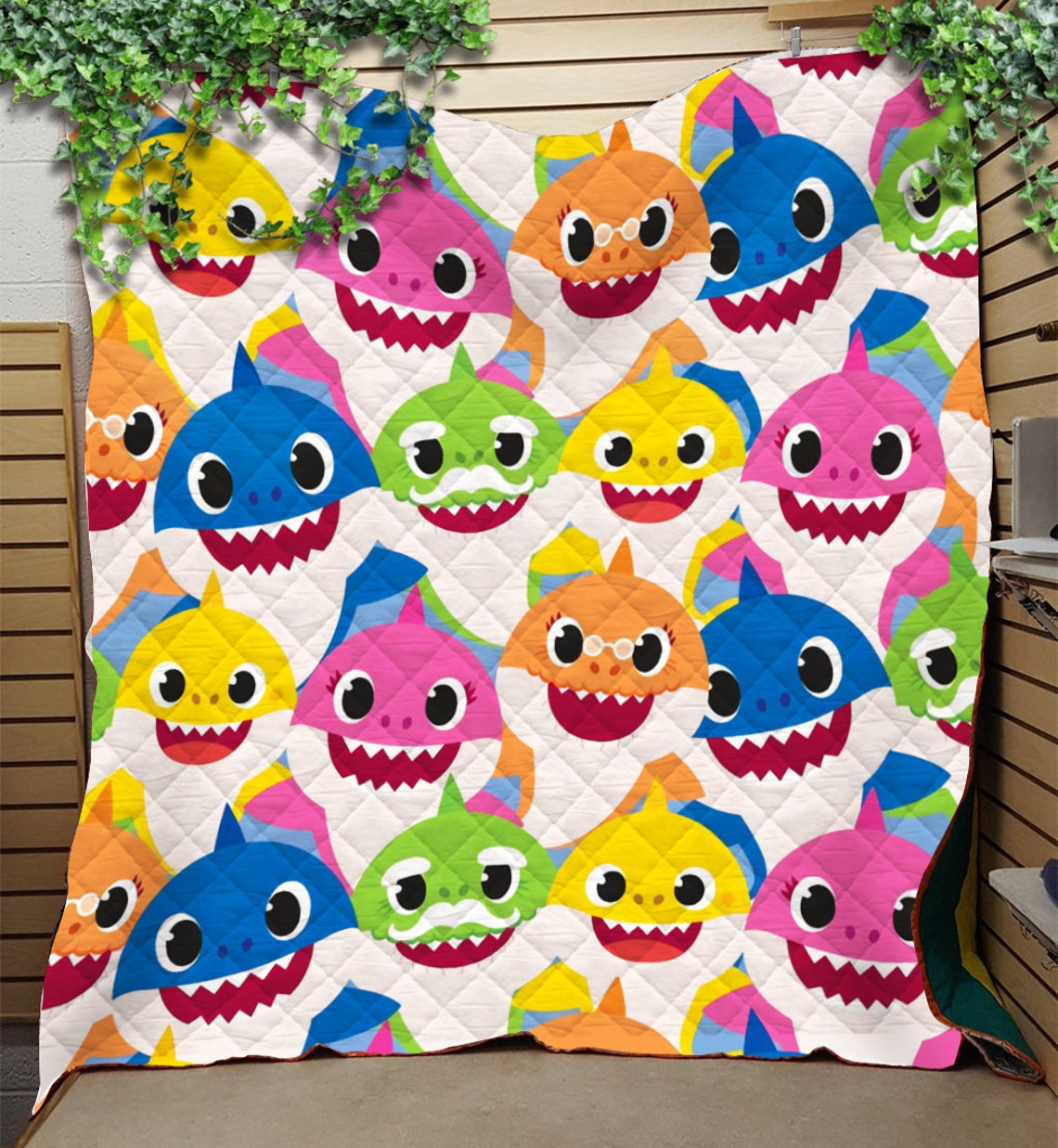 Baby Shark Quilt Blanket, Baby Shark Kids Blanket, Baby Shark Fleece Blanket, Quilt Blanket