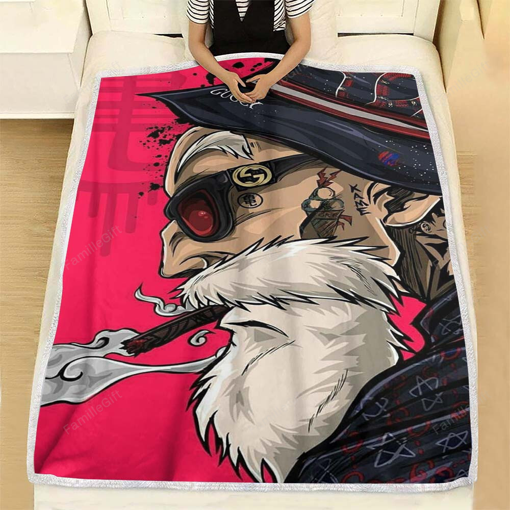 Master Roshi Fleece Blanket - Dragon Ball Master Roshi Soft Blanket, Warm Blanket Onlytee