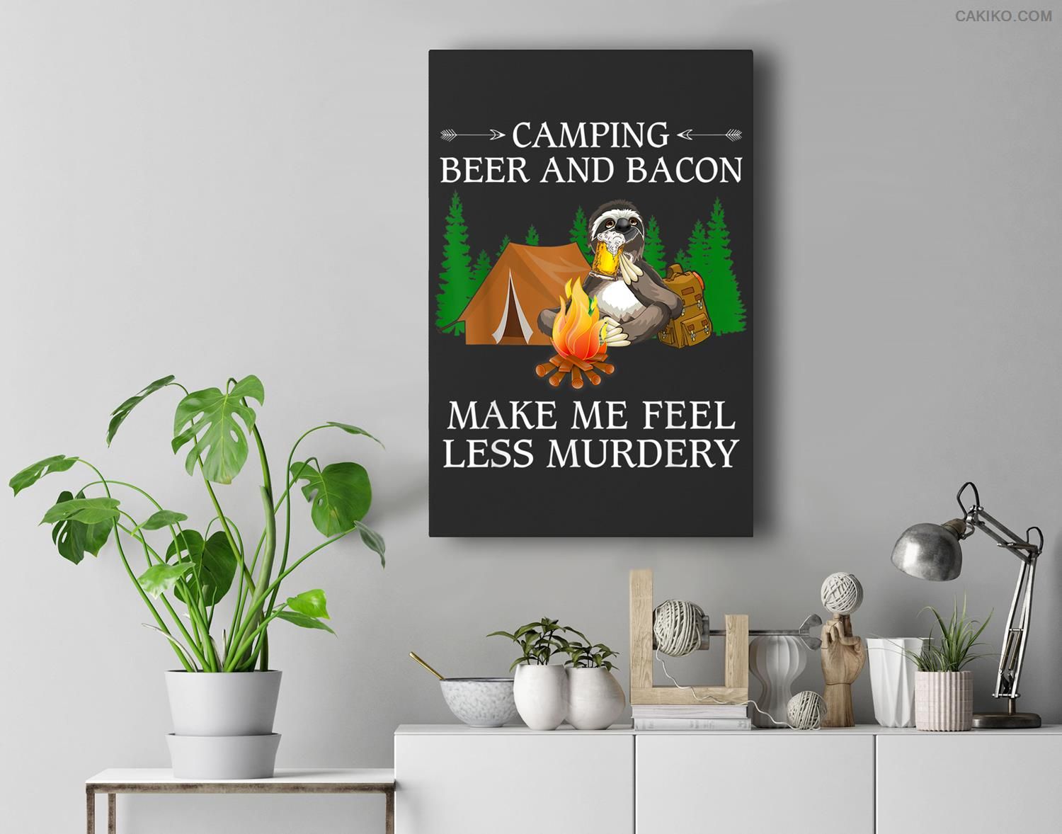 Camping Beer And Bacon Make Me Feel Less Murdery Camper Gift Premium  Canvas