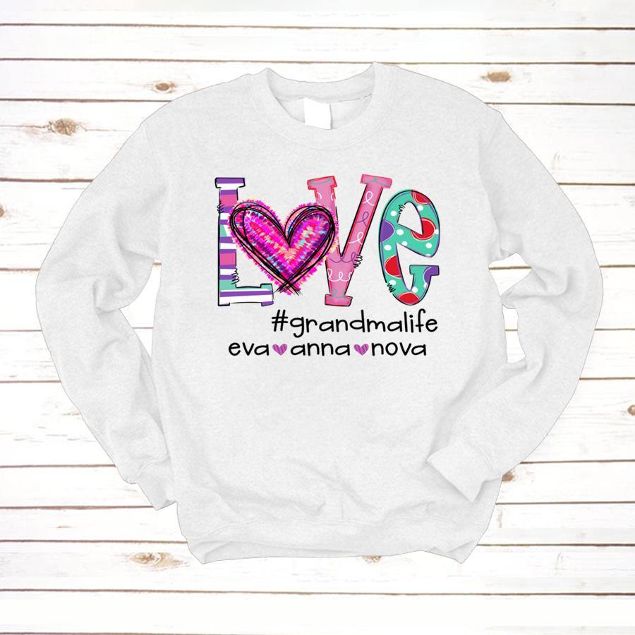 Love Grandma Life Art Grandkid’S Name Shirt