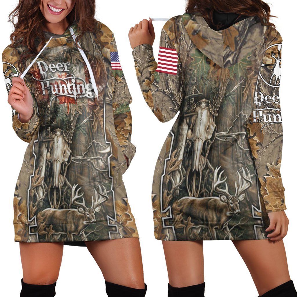 Spread Store Deer Hunting Us Flag Hoodies Dress