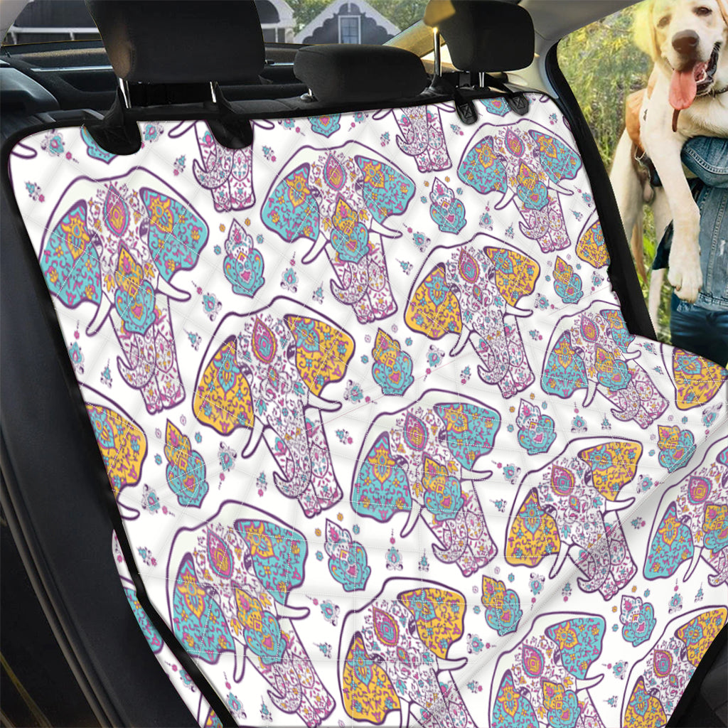 Indian Flower Elephant Pattern Print Pet Car Back Seat Cover