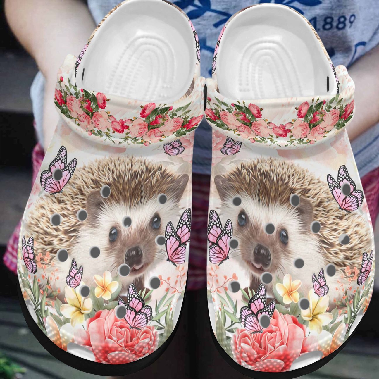 Hedgehog Personalized Clog, Custom Name, Text, Color, Number Fashion Style For Women, Men, Kid, Print 3D Butterfly