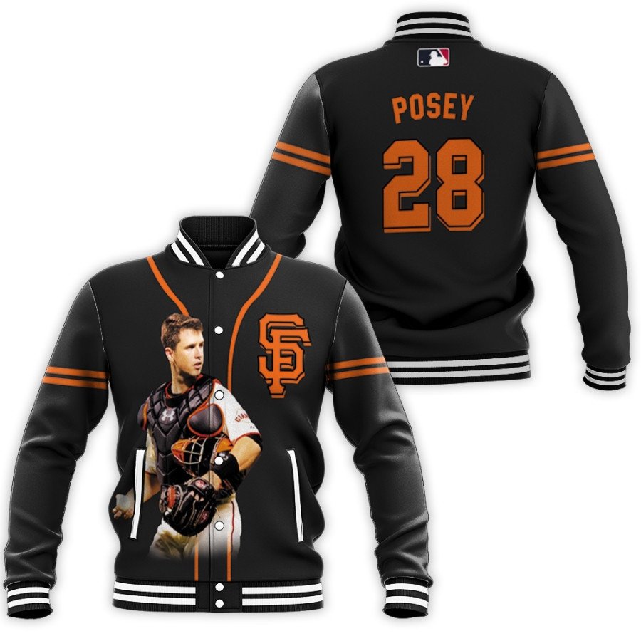 San Francisco Giants Buster Posey 28 Black Baseball Jacket