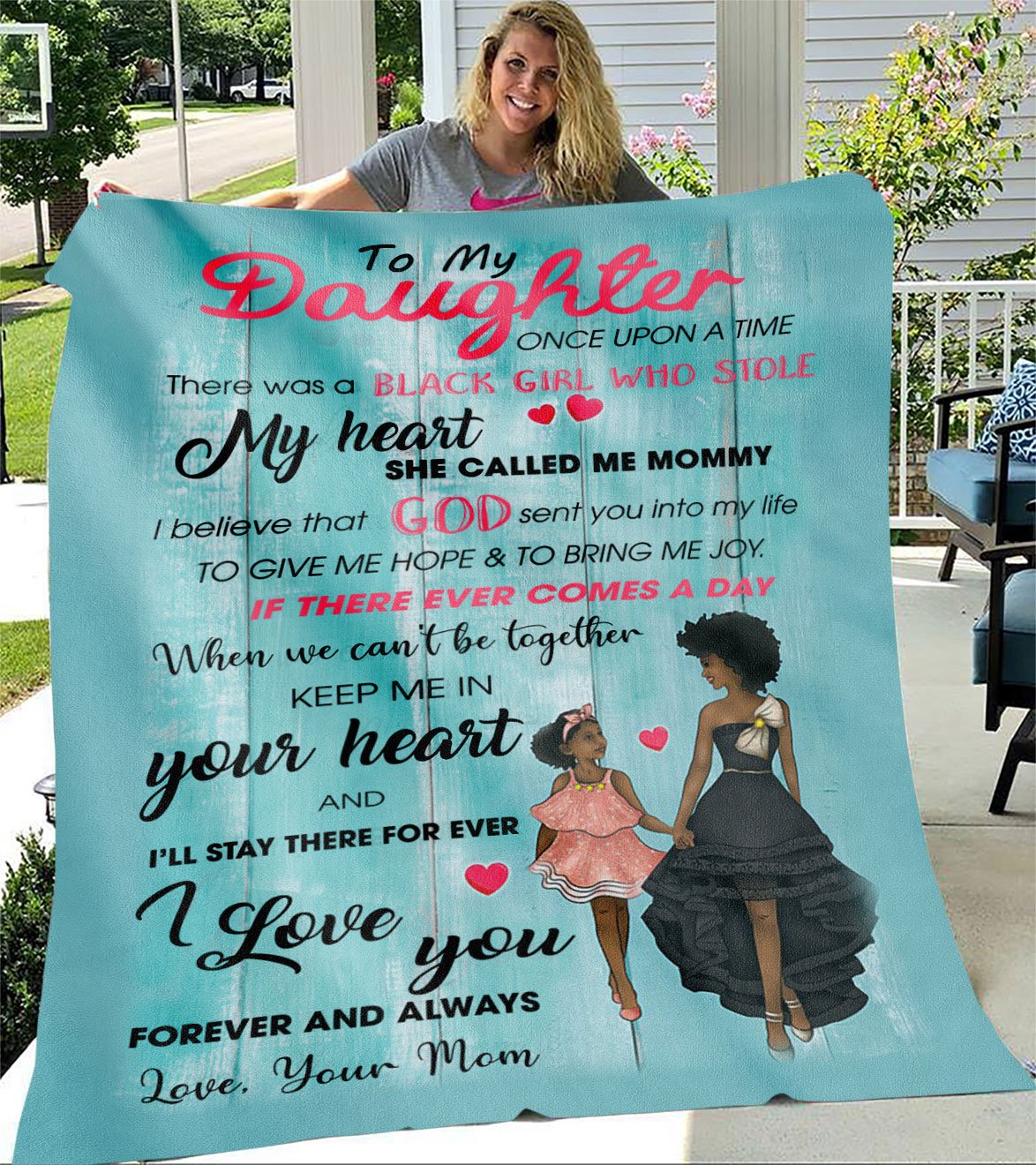 To My Black Daughter From Mom Fleece Blanket, Birthday Gift For Daughter, Christmas Gift For Daughter, Gift For Black Daughter Fleece Blanket