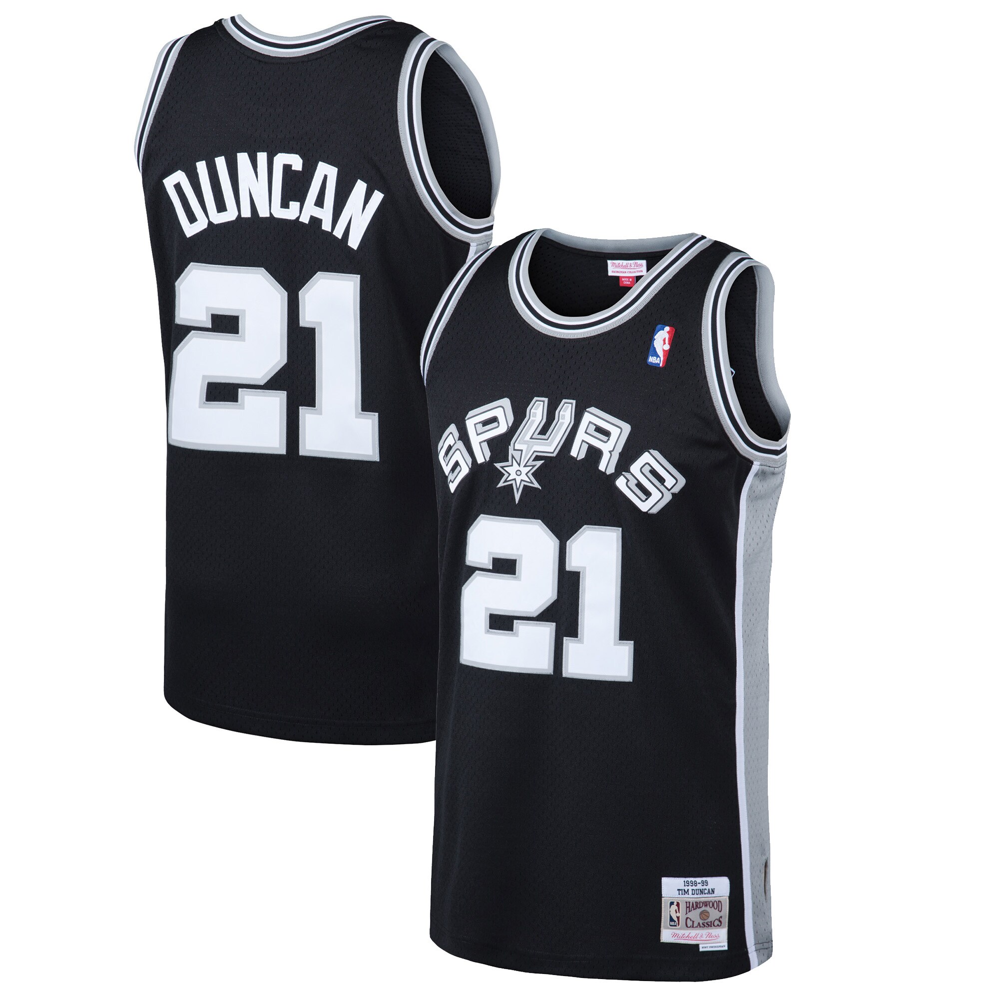 Tim Duncan San Antonio Spurs Mitchell & Ness 1998/99 Hardwood Classics Swingman Jersey – Black