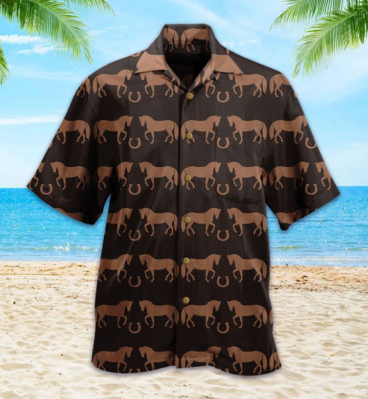 Horse Horseshoe Brown Hawaii Shirt Ha59826