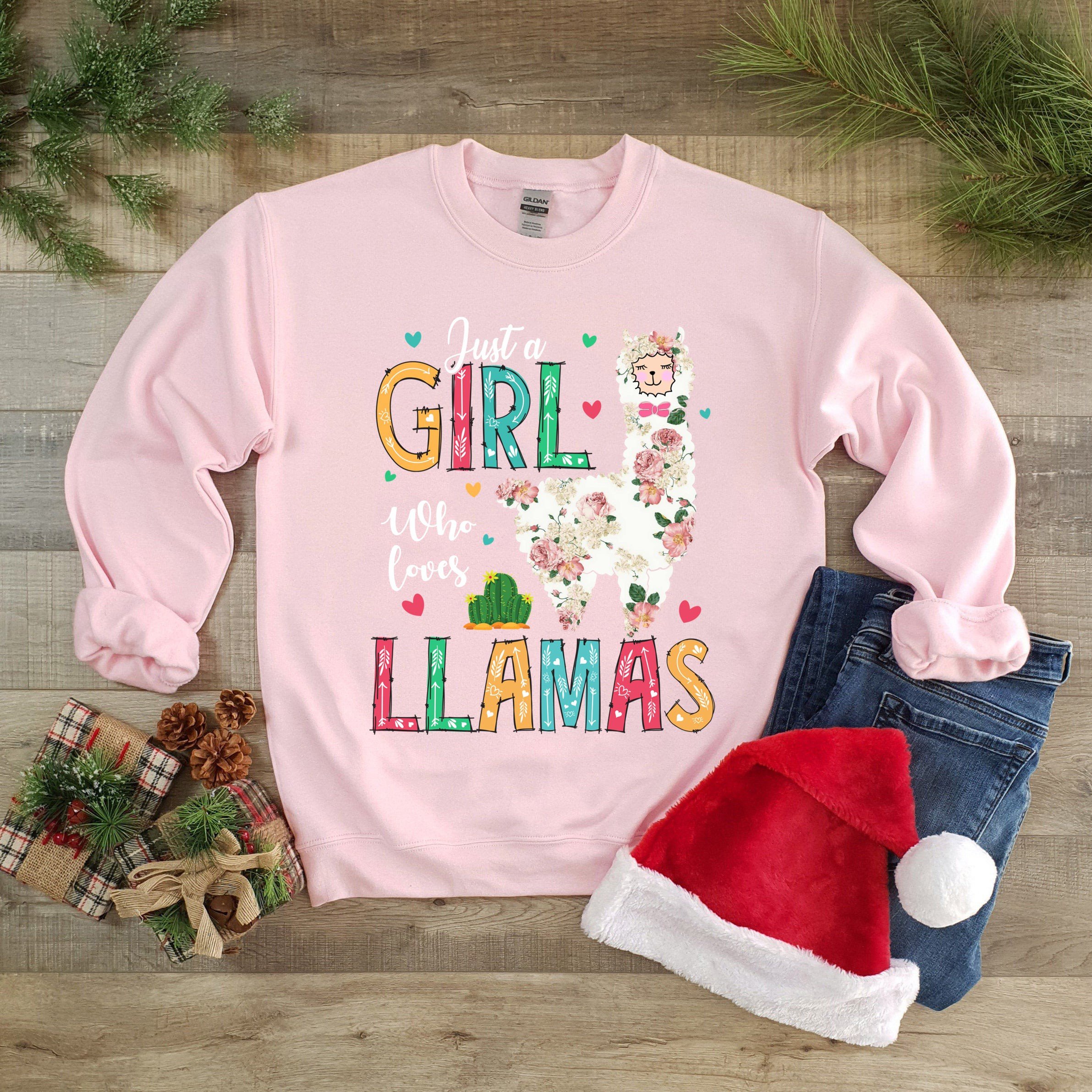 Nur Ein Mädchen Das Lamas Liebt Lustig Lama Alpaka Geschenk Langarm Sweater Christmas Gifts For Her