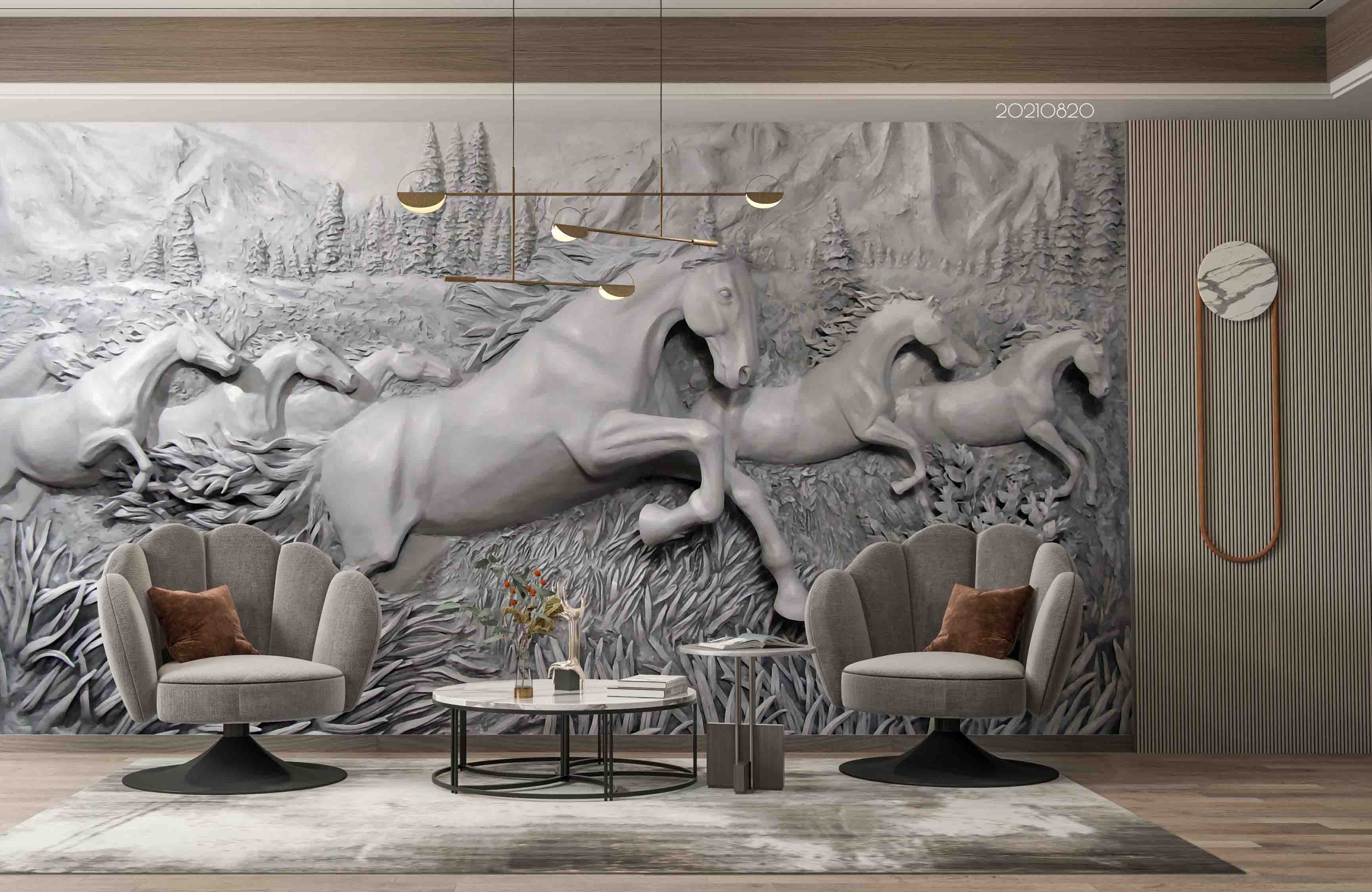 3D Relief Animal Horse Wall Mural Wallpaper Lqh 391