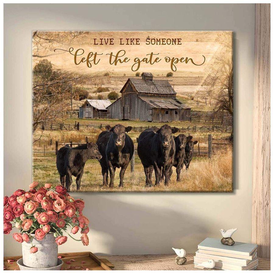 Angus Cow Farmer – Best Idea Gift , Gift For Home Decor, Gift For Family – Horizontal Canvas Matte Canvas Wall Art