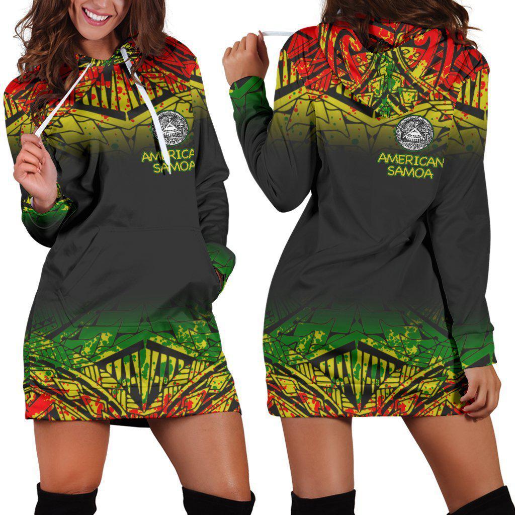 American samoa Polynesian Turtle Tattoo Fog Reggae Hoodie Dress