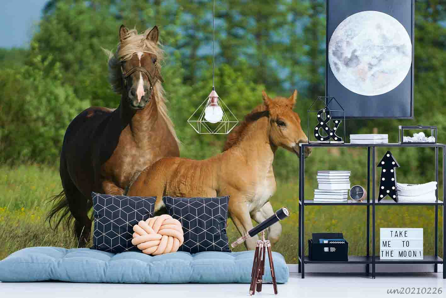 3D Wild Animal Steed Forest Wall Mural Wallpaper Lqh 119