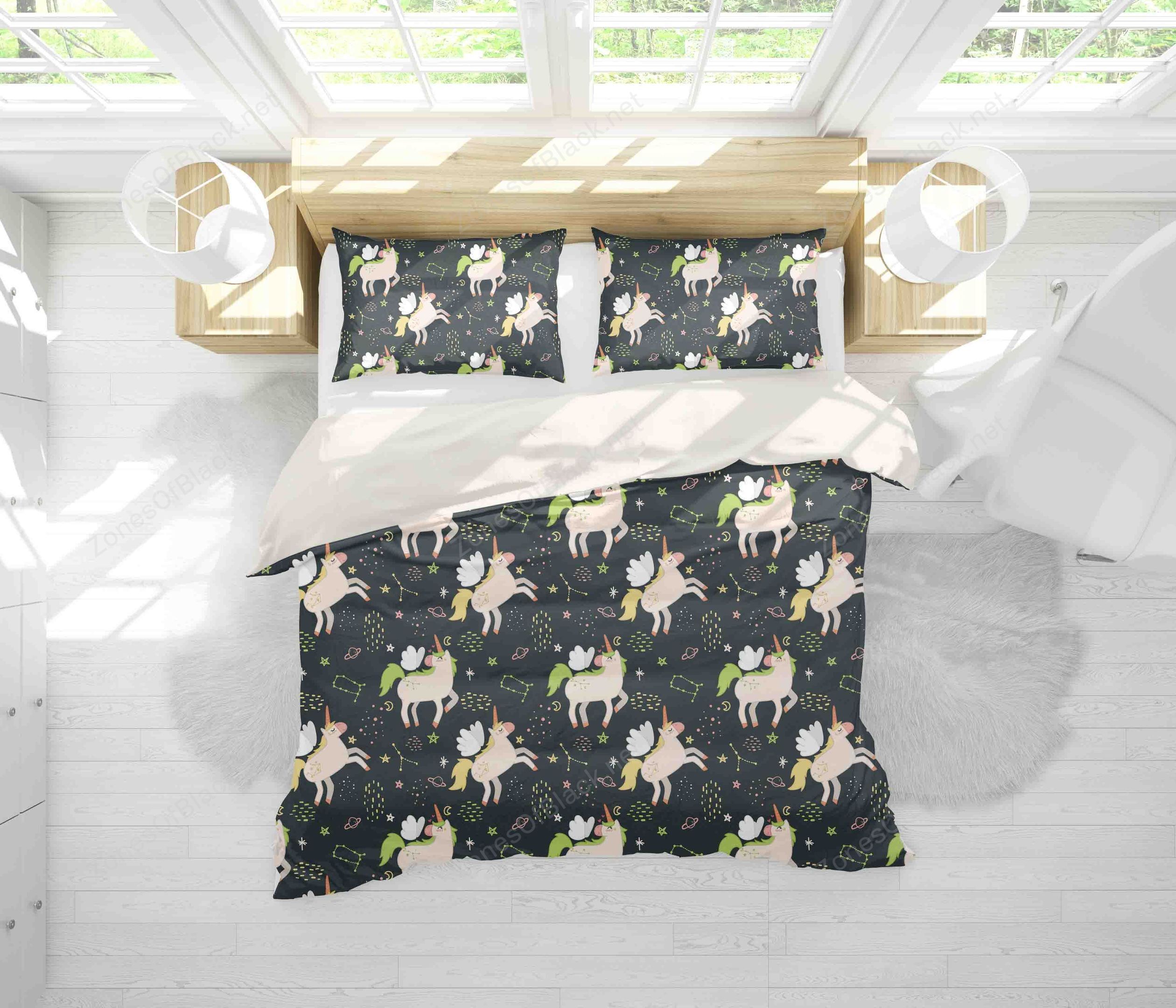 3D Black Unicorn Bedding Set Bedroom Decor