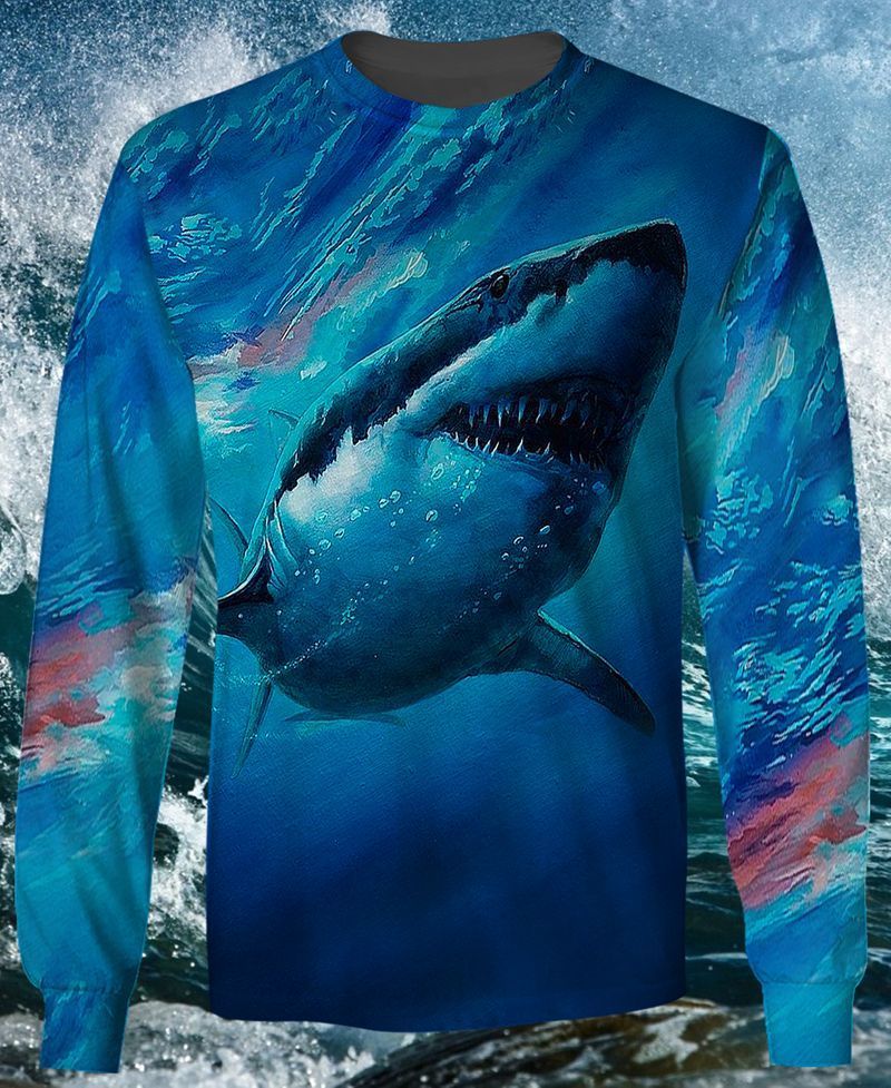 Shark In Blue Ocean 3D Full Print Sweatshirt