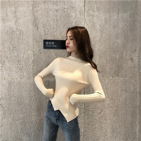 Clothing Mujer Sweater Autumn Pullovers Women Design Slim Elegant Inside Stretchy Casual Street Basic Vintage Knitted Irregular alx